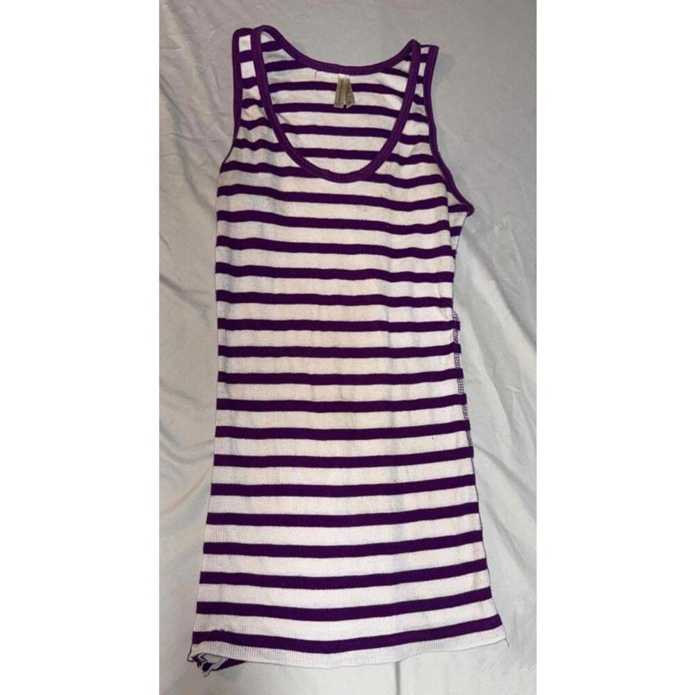 Vintage Color Story Purple and White Striped Tank Top Medium